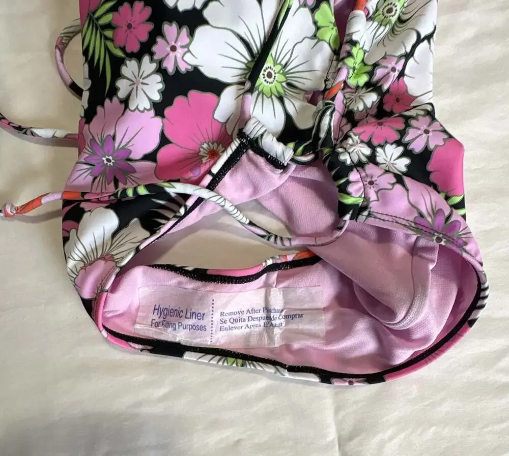 Salt + Cove Juniors' Floral Print Lace-Up Sides One-Piece Swimsuit Size S